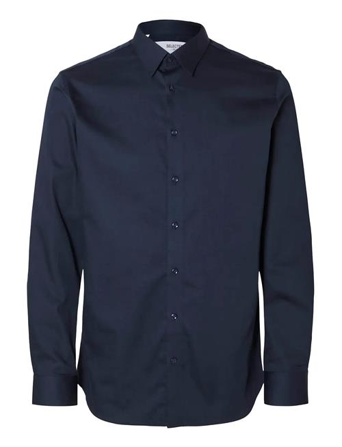 Slhslim-Performance Shirt Ls Noos Selected Navy