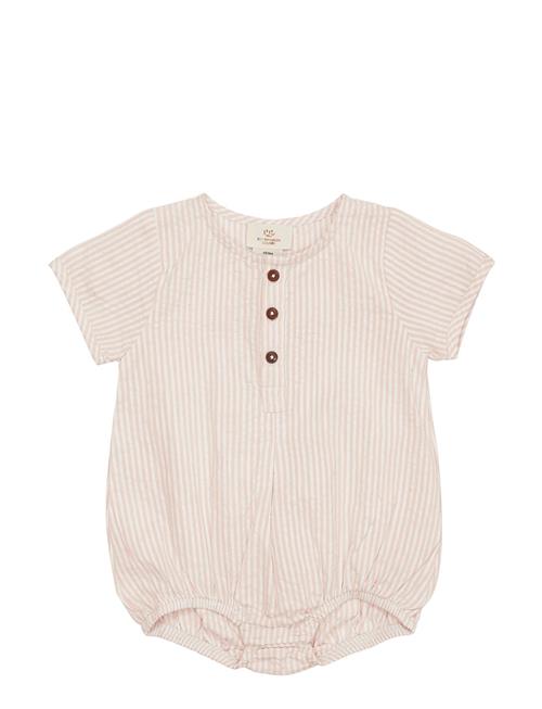 Copenhagen Colors Seersucker Romper W. Sleeves Copenhagen Colors Beige