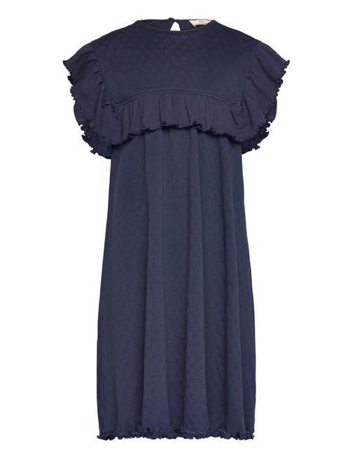 Copenhagen Colors Pointelle Heart Dress W. Ruffle Copenhagen Colors Navy