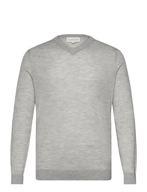 Se Tom Tailor Fine Merino V-Neck Knit Tom Tailor Grey ved Booztlet