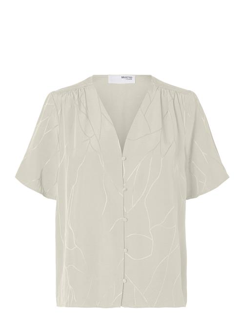 Selected Femme Slfdimitra Ss Jacquard Top B Selected Femme Cream