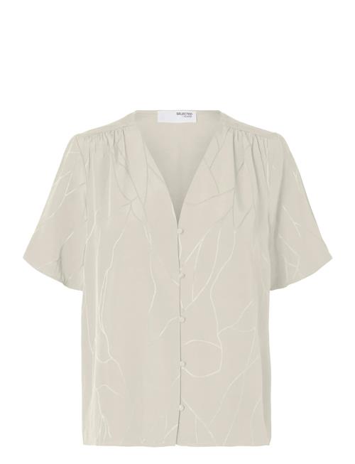 Slfdimitra Ss Jacquard Top B Selected Cream