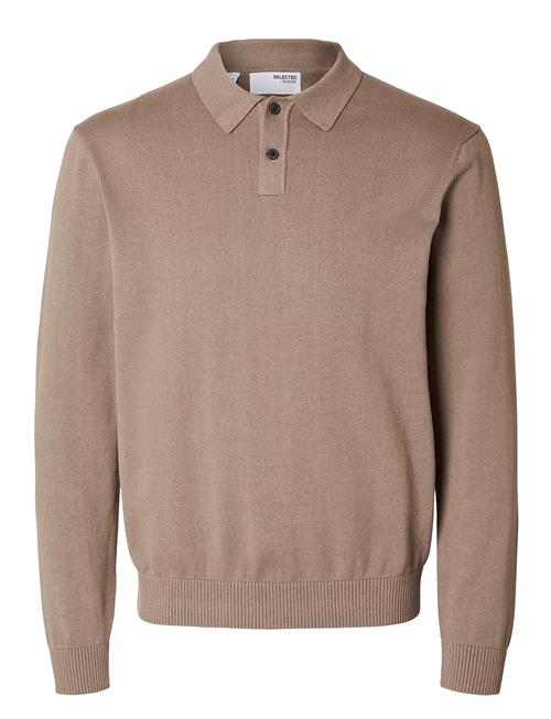 Se Selected Homme Slhreg-Kris Knit Ls Polo Selected Homme Beige ved Booztlet