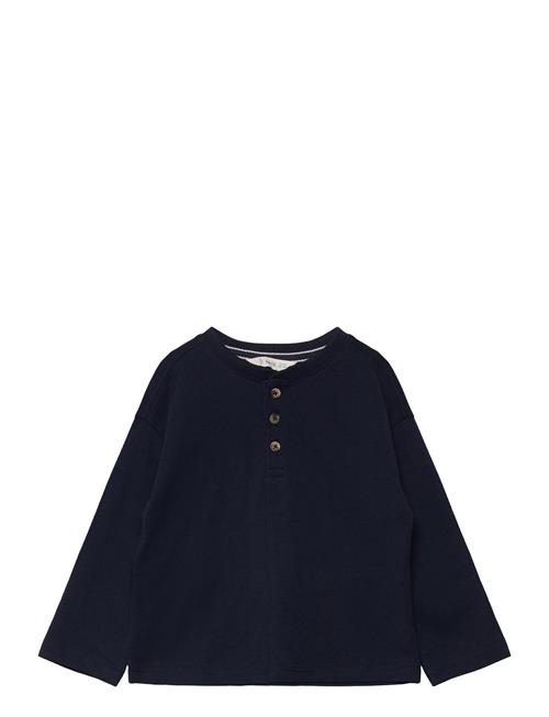 Se Mango Long Sleeve Cotton T-Shirt Mango Navy ved Booztlet