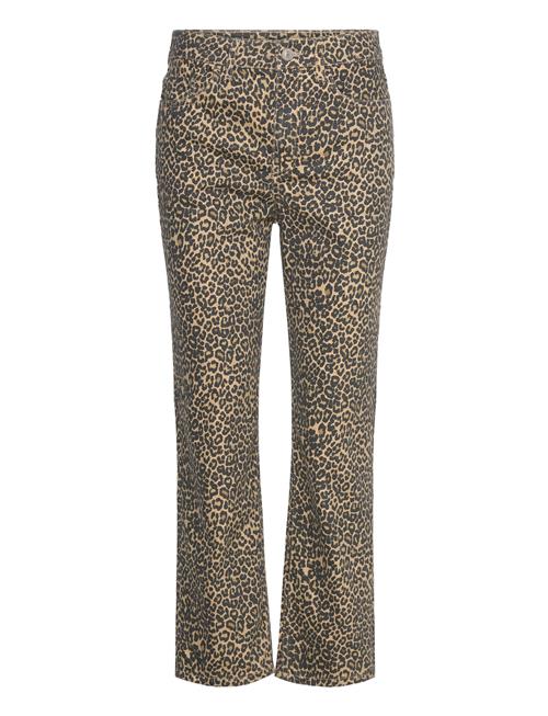 Mango Leopard-Print Straight Jeans Mango Brown