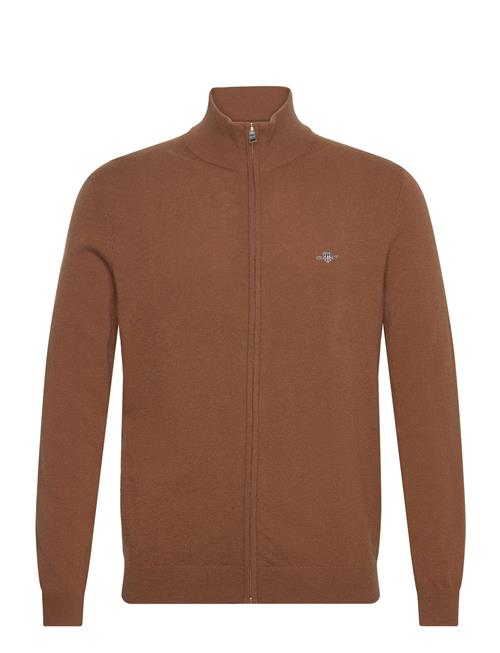 Se GANT Extrafine Lambswool Zip Cardigan GANT Brown ved Booztlet