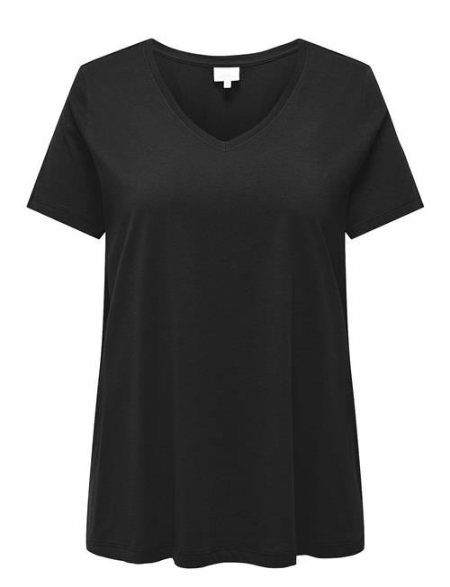 Se ONLY Carmakoma Carbonnie Life S/S V A-Shape Tee Noos ONLY Carmakoma Black ved Booztlet