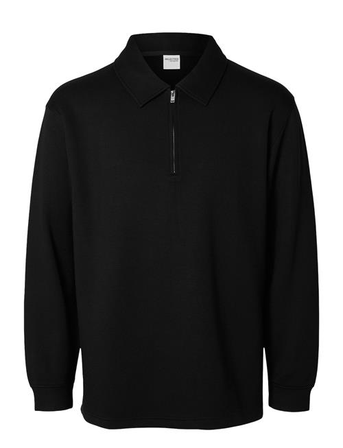 Se Selected Homme Slhrelax-Emanuel Soft Polo Zip Sweat Ex Selected Homme Black ved Booztlet