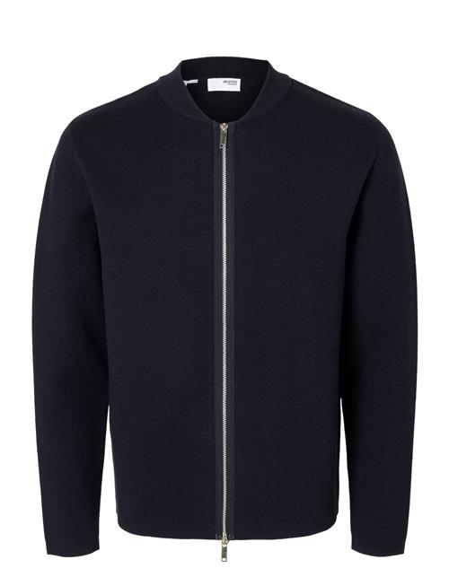 Se Selected Homme Slhmike Ls Knit Baseball Zip Cardigan Selected Homme Navy ved Booztlet