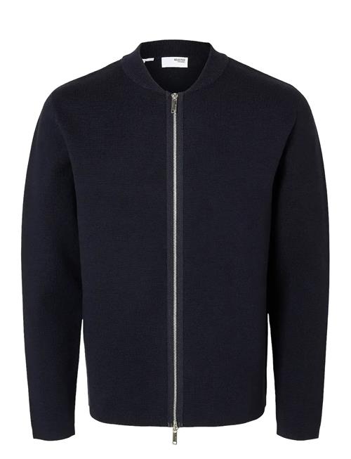 Slhmike Ls Knit Baseball Zip Cardigan Selected Navy