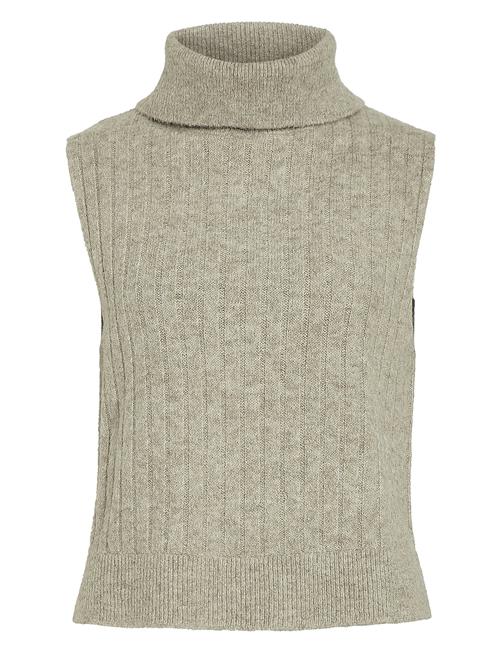 Vibeluna High Neck S/L Knit Vest-Noos Vila Beige