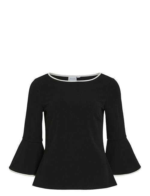 Vila Visola 3/4 O-Neck Contrast Top/Ka Vila Black