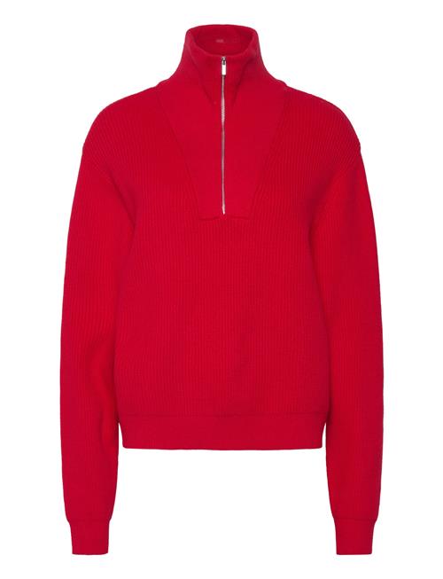 Mango Zip Neck Jumper Mango Red