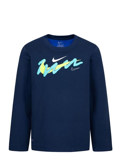 Se Nike Nike Dri-Fit Swoosh Longsleeve Tee Nike Navy ved Booztlet