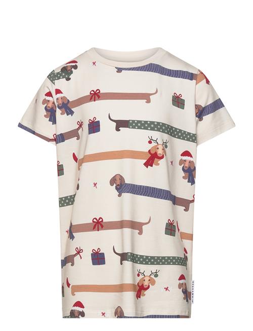 Se Geggamoja Bamboo T-Shirt Santa Dogs Geggamoja Cream ved Booztlet