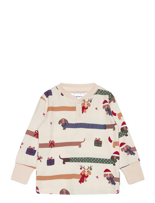 Geggamoja Bamboo Grandpa Sweater L.s Santa Dogs Geggamoja Cream