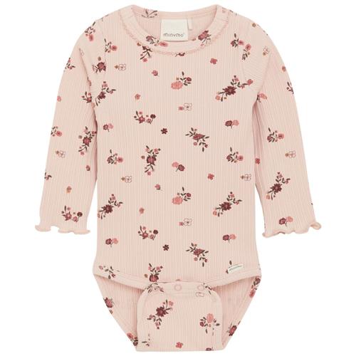 Minymo AOP Rib Babybody Sepia Rose | Lyserød | 68 cm