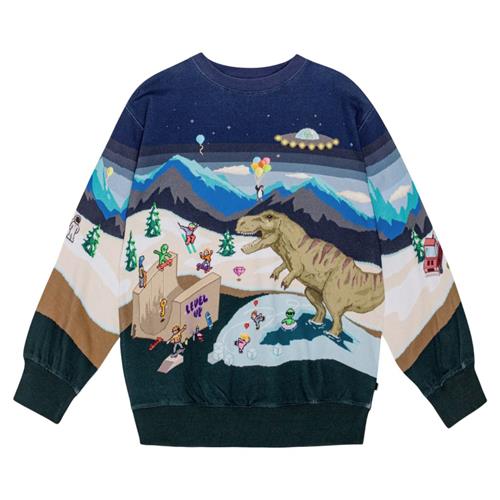 Se Molo GOTS Monti Sweatshirt Pixelscape | Blå | 122 cm ved Babyshop