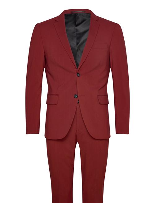 Se Lindbergh Plain Mens Suit - Normal Length Lindbergh Burgundy ved Booztlet