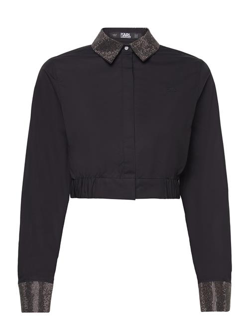 Karl Lagerfeld Rhinest Cropped Shirt Karl Lagerfeld Black