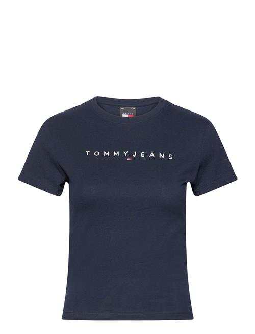 Se Tommy Jeans Tjw Slim Linear Tee Ss Ext Tommy Jeans Navy ved Booztlet