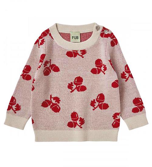 Se FUB Bluse - Uld - Acorn - Ecru/Red ved KidsWorld