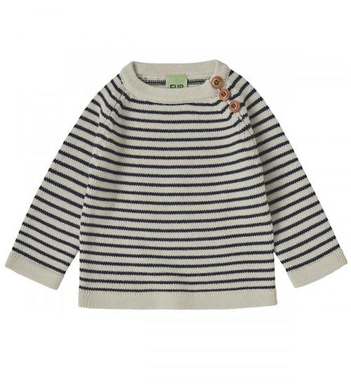 Se FUB Bluse - Uld - Sweater - Ecru/Dark Navy ved KidsWorld