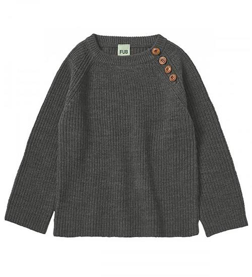 Se FUB Bluse - Uld - Rib Sweater - Grey Melange ved KidsWorld