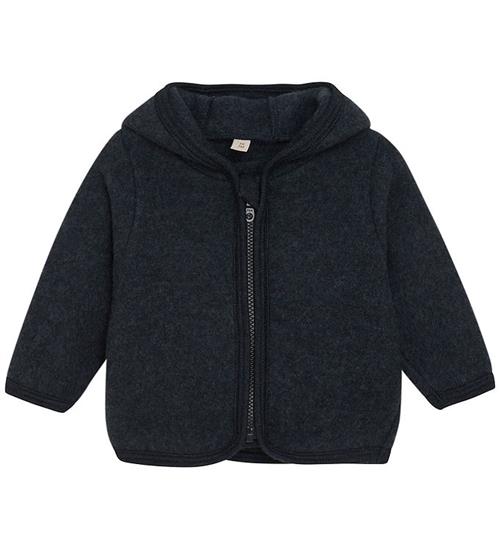 Huttelihut Cardigan - Uldfleece - Navy m. Ãrer