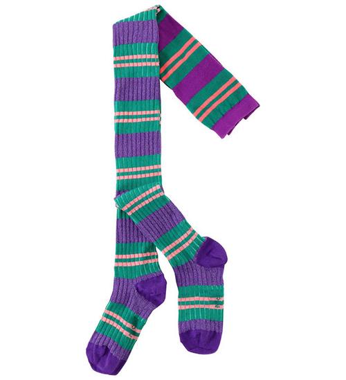 Se Molo Leggings - Rib - Stripy Tights - Purple Stripe ved KidsWorld