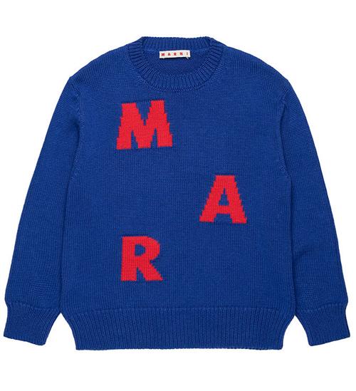 Se Marni Bluse - Bomuld/Uld - True Blue m. RÃ¸d ved KidsWorld