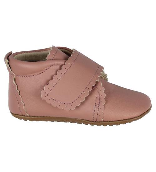 Se Pom Pom Hjemmesko - Velcro Scallops - Old Rose ved KidsWorld