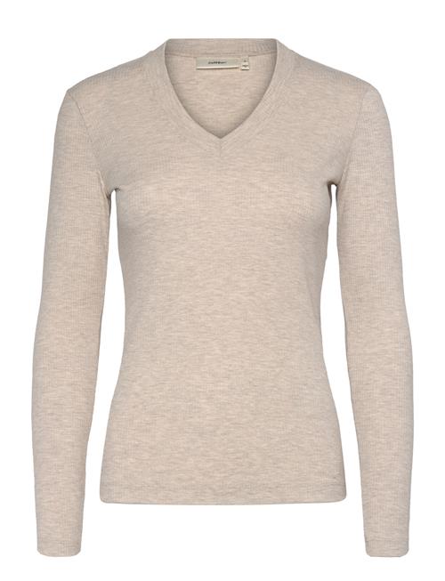 Se InWear Dagnaiw Melange V-Neck Ls InWear Beige ved Booztlet