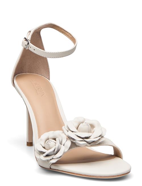 Se Lauren Ralph Lauren Allie Floral-Trim Nappa Leather Sandal Lauren Ralph Lauren White ved Booztlet