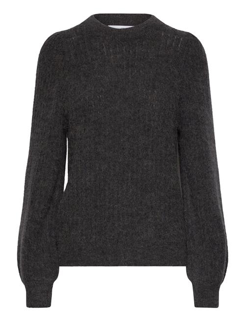 Slflulu Ls Structure Knit O-Neck Selected Femme Brown