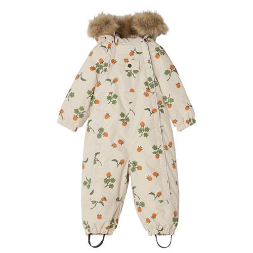 Se Kuling Val D'Isere Mønstret Flyverdragt Med Multebærer Foggy White 104cm  Hvid  104 cm  Unisex ved Babyshop