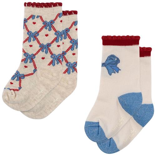 Konges Sløjd 2 Pack Jaquard Socks  Bow Mix | Blå | 19-21 EU