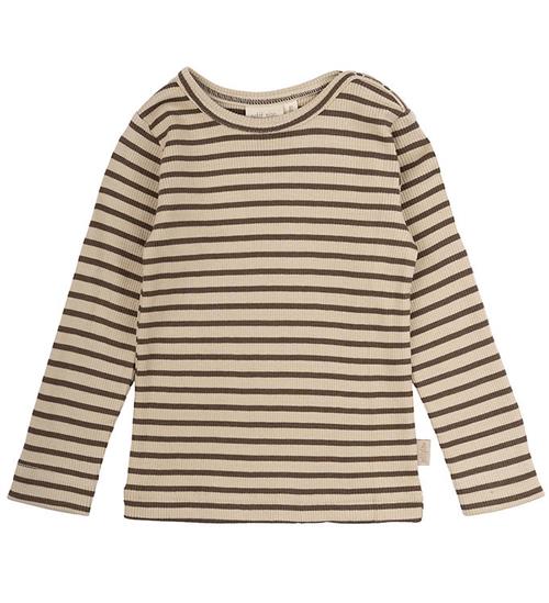 Se Petit Piao Bluse - Rib - Modal - Chocolate Brown/Dark Off White ved KidsWorld