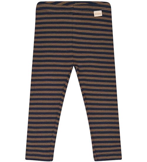 Se Petit Piao Leggings - Rib - Modal - Chocolate Brown/Indigo Plum ved KidsWorld