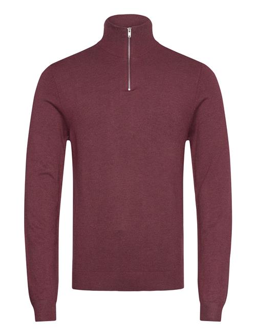 Lindbergh Ecovero Half Zip L/S Knit Lindbergh Burgundy