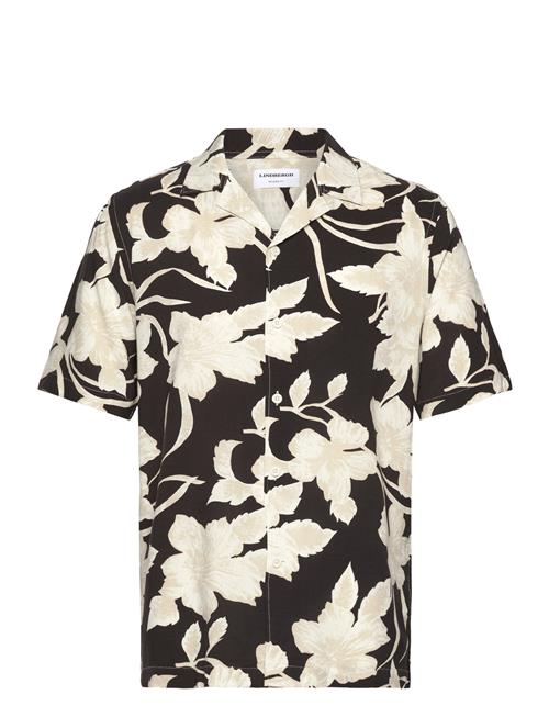 Lindbergh Aop Viscose Resort Collar S/S Lindbergh Black