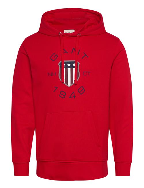 Se GANT Print Sweat Hoodie GANT Red ved Booztlet