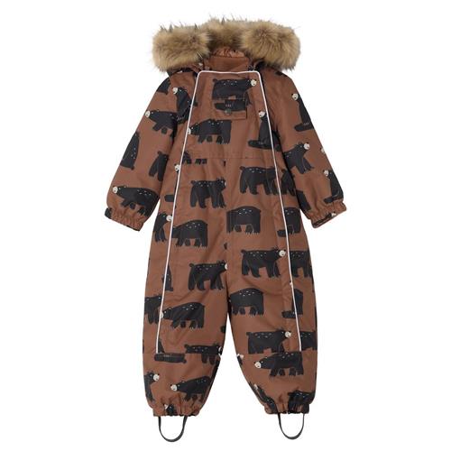 Se Kuling Val D'Isere Mønstret Flyverdragt Black Bear | Brun | 104 cm ved Babyshop