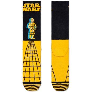 Happy socks Strømper Star Wars C-3PO Sock Sort/Gul bomuld Str 41/46