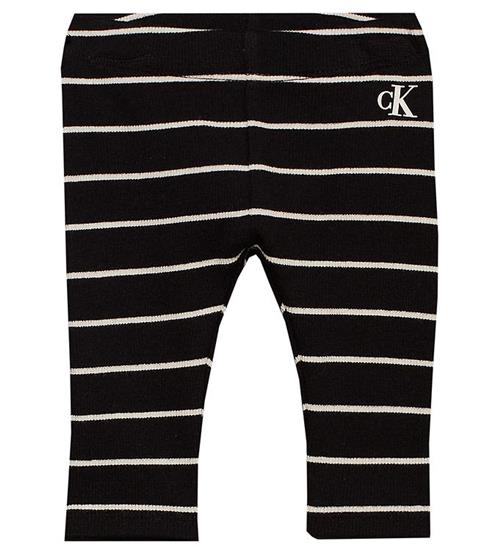 Se Calvin Klein Calvin Klein Leggings - Rib - Sort/Hvidstribet ved KidsWorld