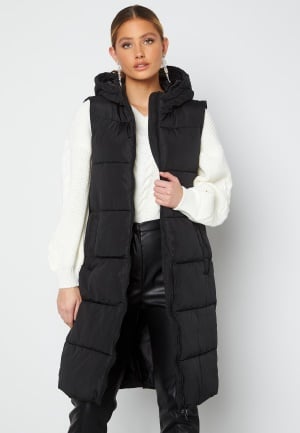 Pieces Bee New Long Puffer Vest Black S