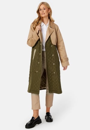 Y.A.S Regina Padded Trench Coat Travertine Detail:DA M