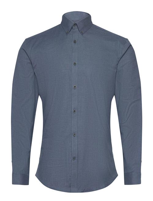 Lindbergh Mouliné Stretch Shirt L/S Lindbergh Blue