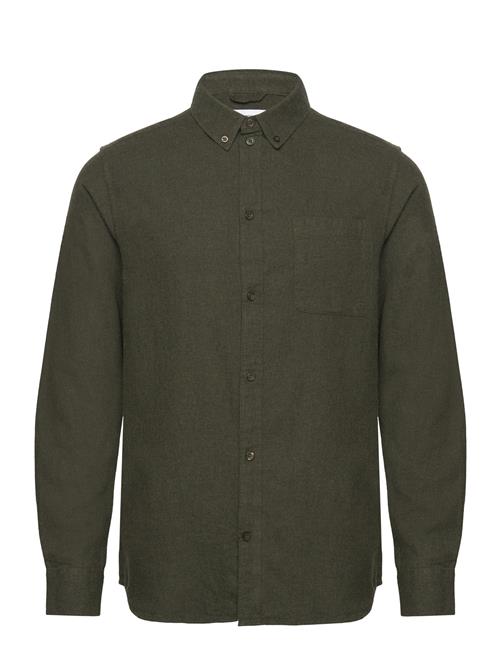 Regular Fit Melangé Flannel Shirt - Knowledge Cotton Apparel Green