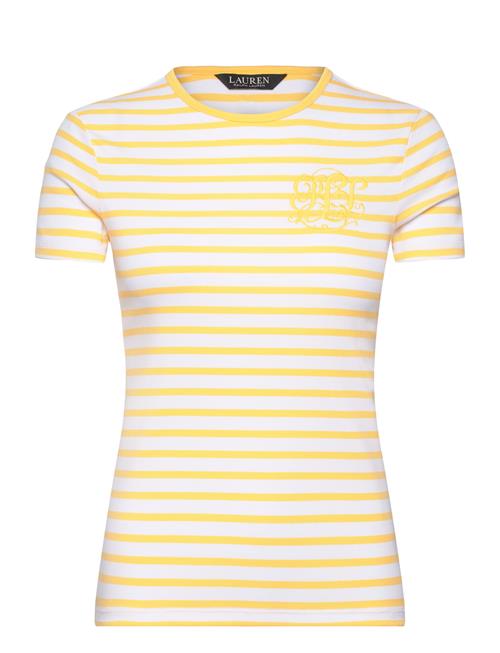 Se Lauren Ralph Lauren Striped Stretch Cotton Crewneck Tee Lauren Ralph Lauren Yellow ved Booztlet